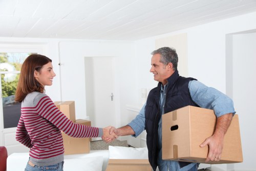 Packed boxes and furniture ready for storage in Ilford