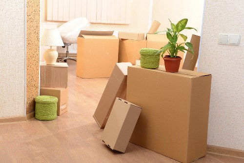 Household furniture being moved from a flat in Ilford