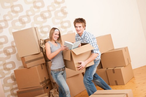 Packing and preparing items for a moving truck in Ilford